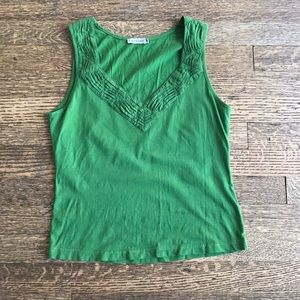 Pretty green Karavan cotton tank with beading